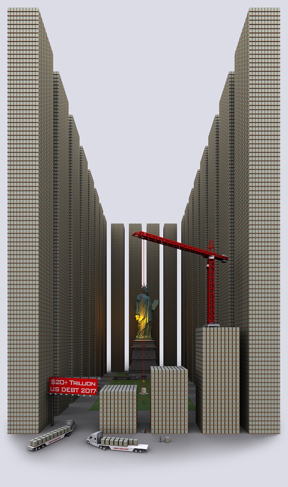  20 Trillion Of U S Debt Visualized Using Stacks Of 100 Bills