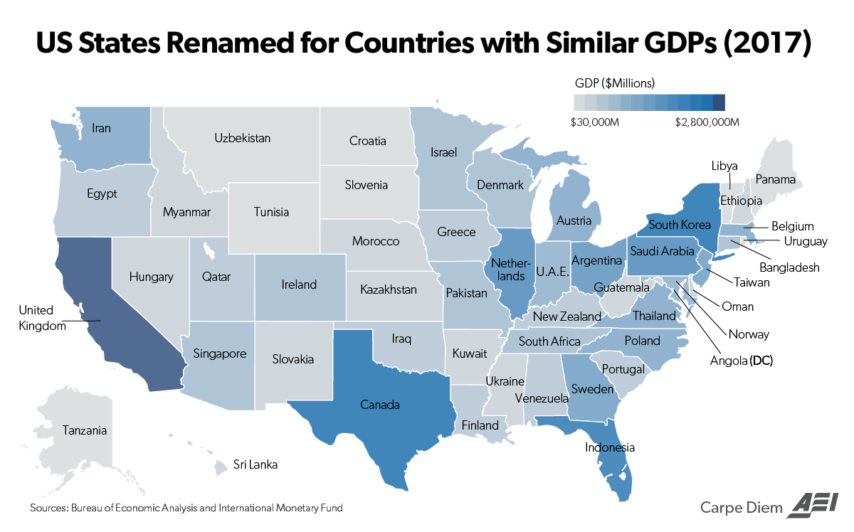 One Map Compares State Vs Country GDP
