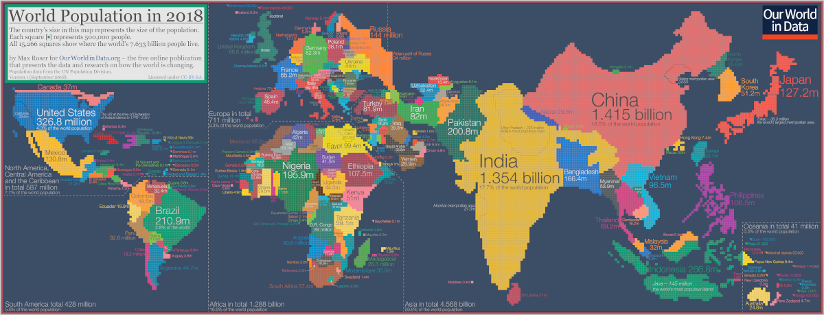 World Population By Country Map