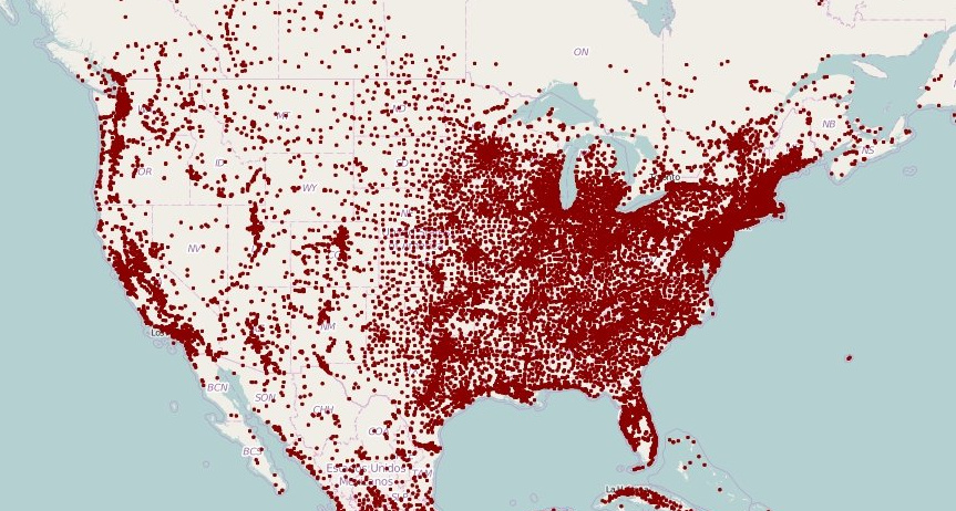 us population density map