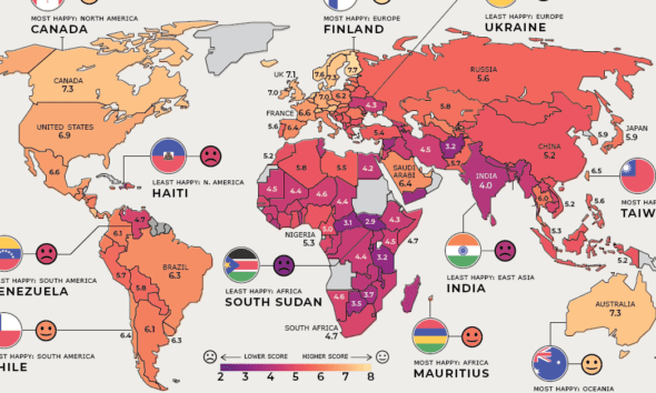 Mapped: The World's Happiest Countries in 2023