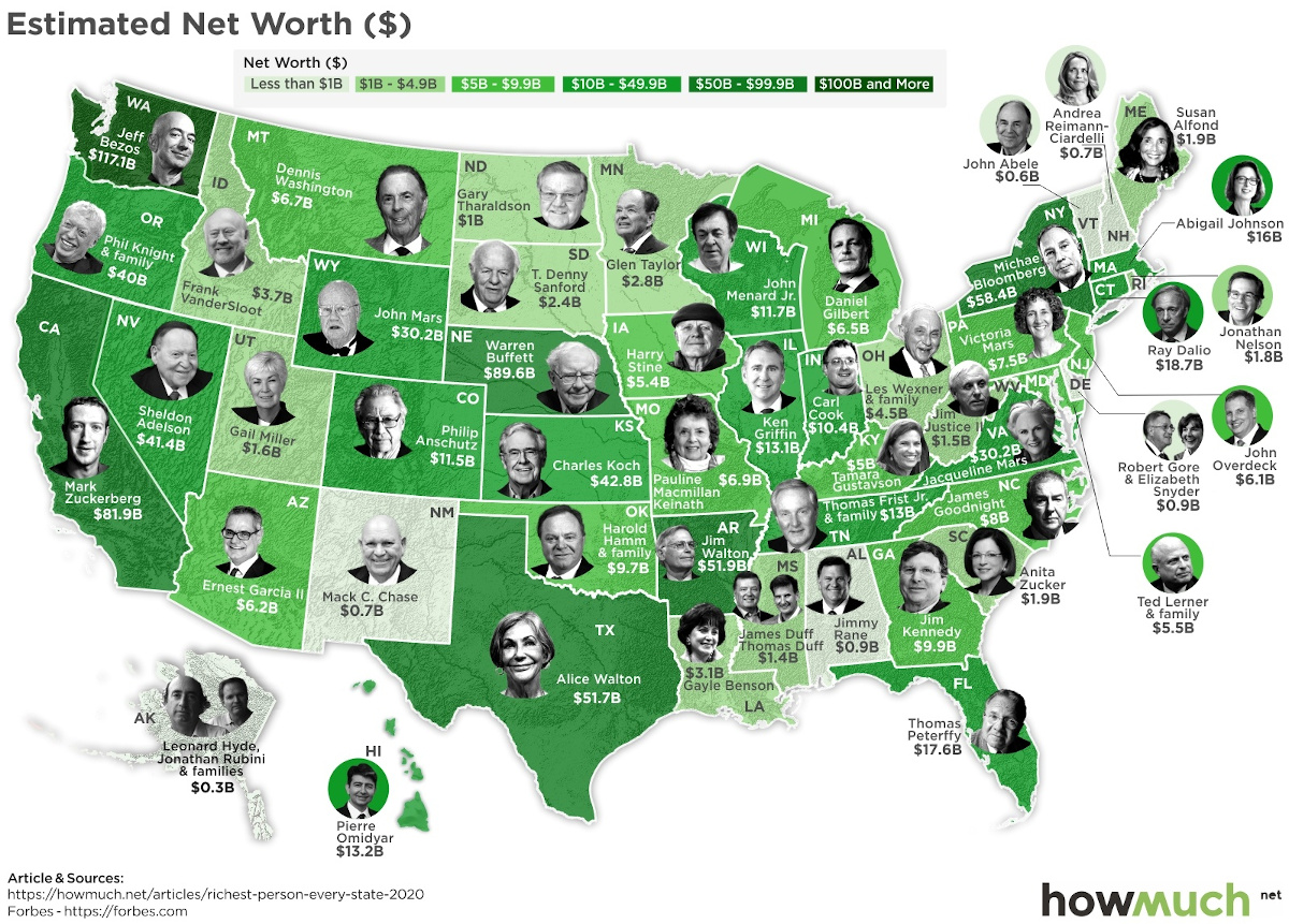 Mapped The Wealthiest Person In Every Us State In 2020 8742