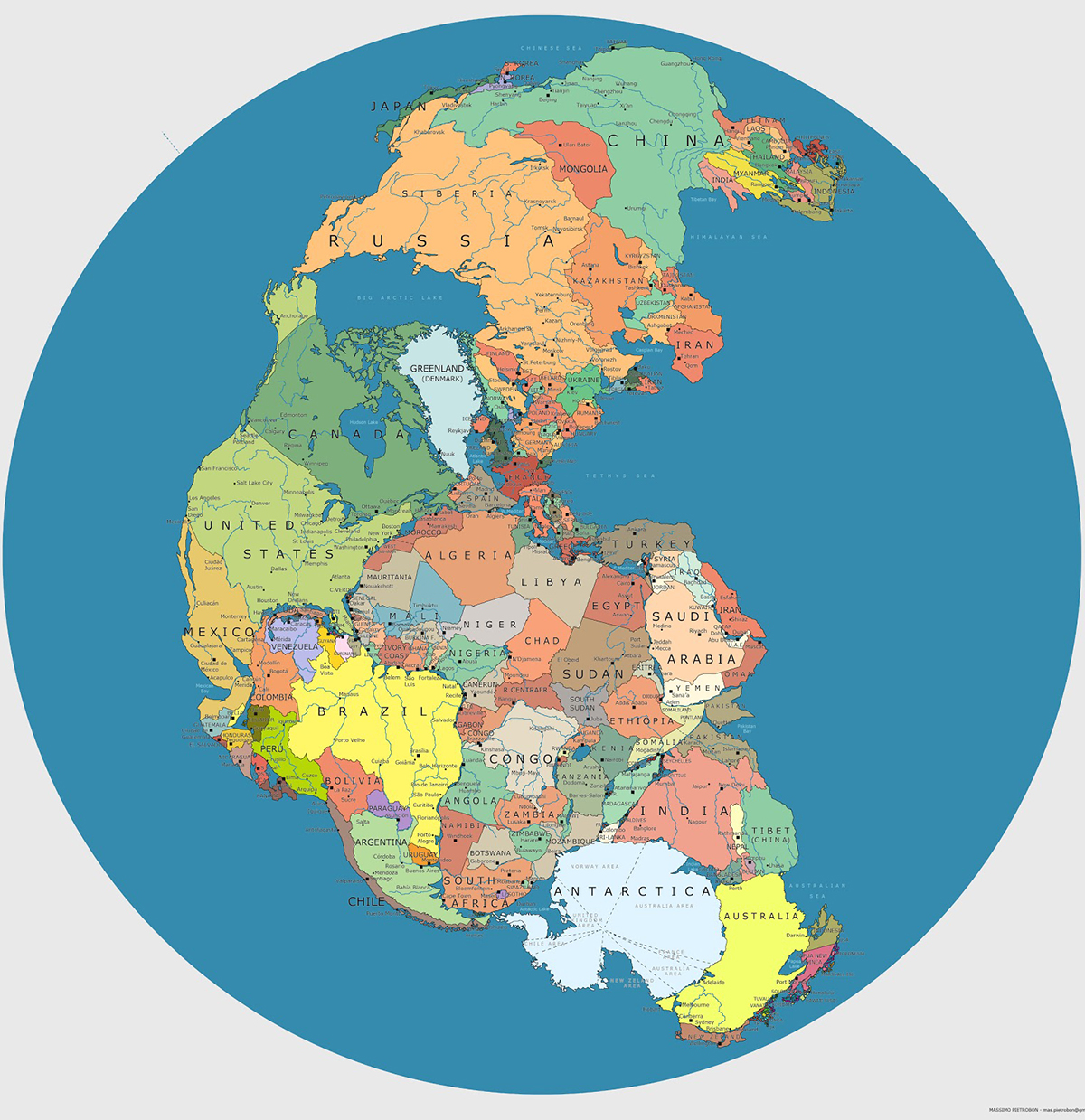Pangea With Modern Borders 1200 
