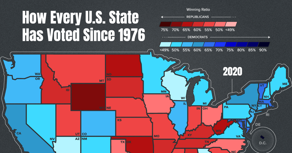 U.S. Presidential Voting History from 19762020 (Animated Map)