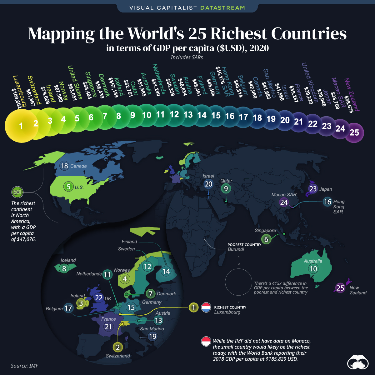 Mapped The 25 Richest Countries In The World Visual Capitalist