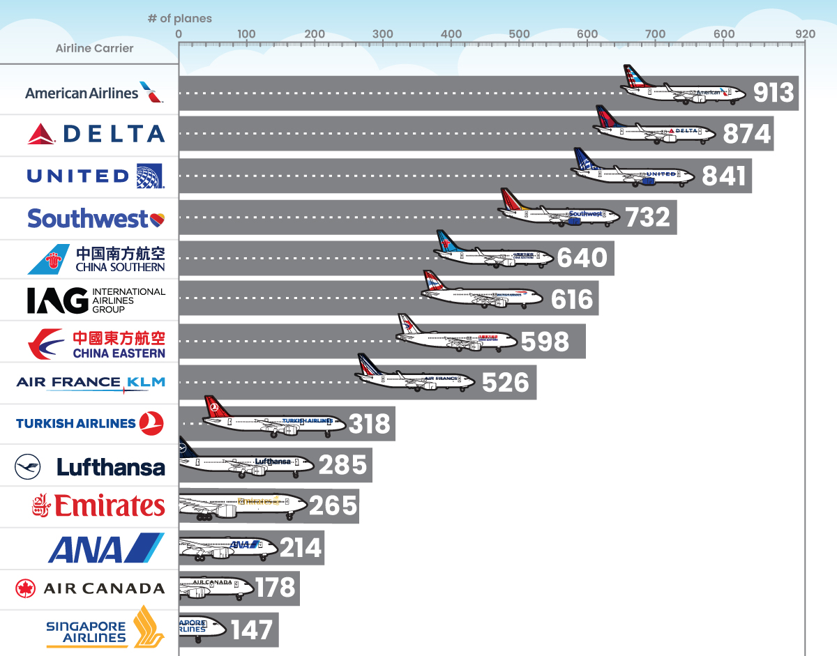 Visualizing Well-Known Airlines By Fleet Composition
