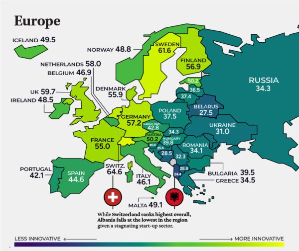 Mapped: The Most Innovative Countries In The World In 2022