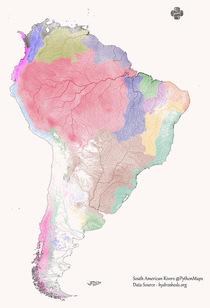 Mapping the World's River Basins by Continent