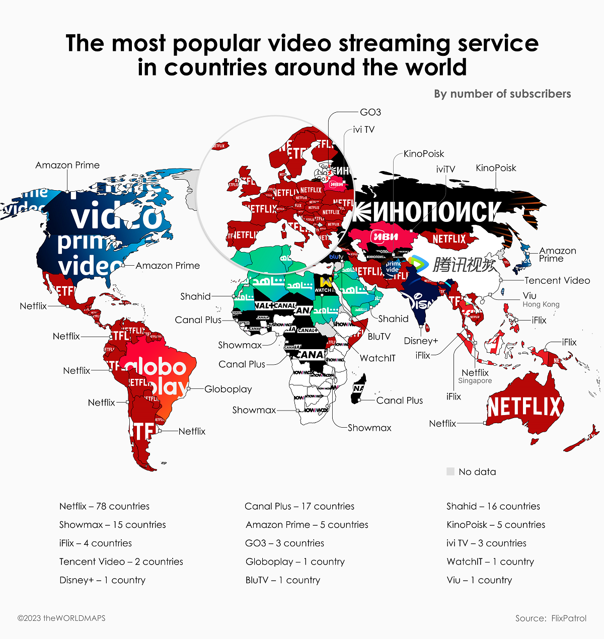 Mapped The Most Popular Video Streaming Services Globally