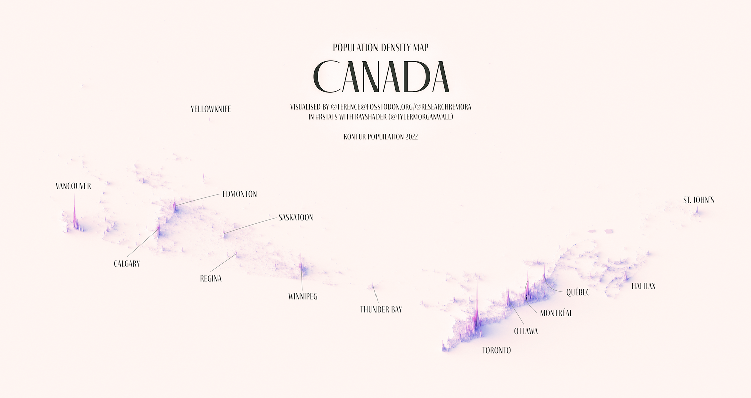 Visualizing Population Density in Canada Full Size