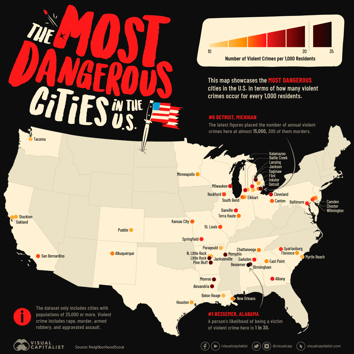Mapped: The Most Dangerous Cities in the U.S.