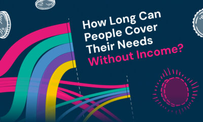 Teaser image shows part of an alluvial diagram showing how long people can cover their needs without income using data from the World Risk Poll 2024.
