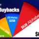 Nightingale chart of stock buybacks for the magnificent seven stocks showing that Apple had the most buybacks of $83 billion.