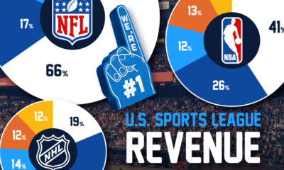 This pie chart graphic shows U.S. sports leagues by revenue over the 2022-2023 seasons.