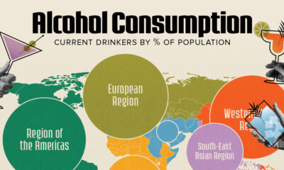 Map showing alcohol consumption by region.