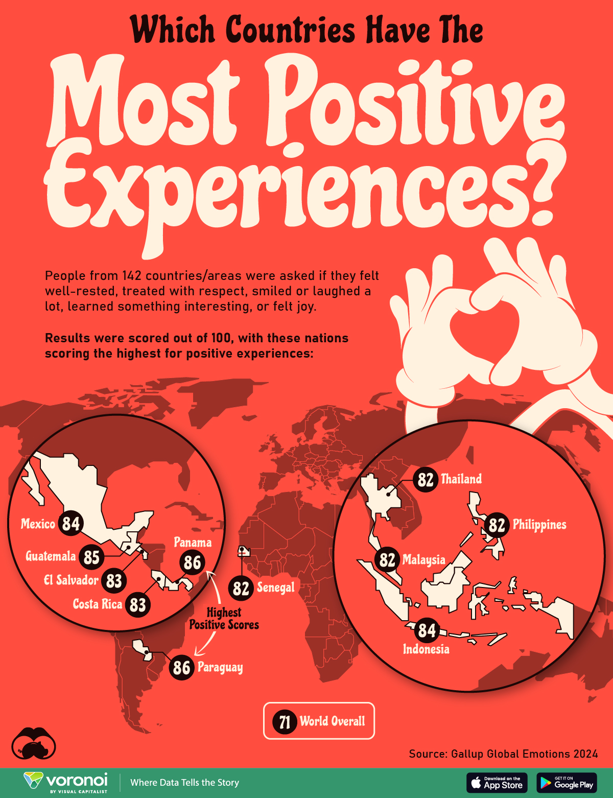 Mapped: Countries Experiencing the Most Positive Emotions