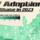 Map showing EV adoption by state in 2023.