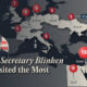 This cropped map shows the countries U.S. Secretary of State Antony Blinken has visited most since January 2021.