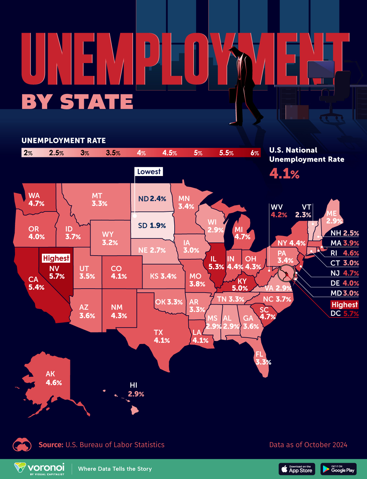 Mapped: Unemployment Rate By State in 2024