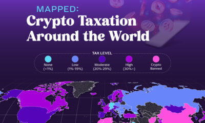 This map illustrates the crypto capital gains tax rates for individual investors around the world as of January 1, 2025, based on data from HelloSafe.