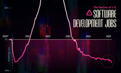 A chart showing the change in software developer jobs in the U.S.