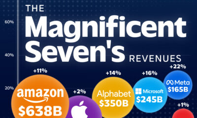 Circle plot showing the annual revenue of Magnificent Seven stocks.